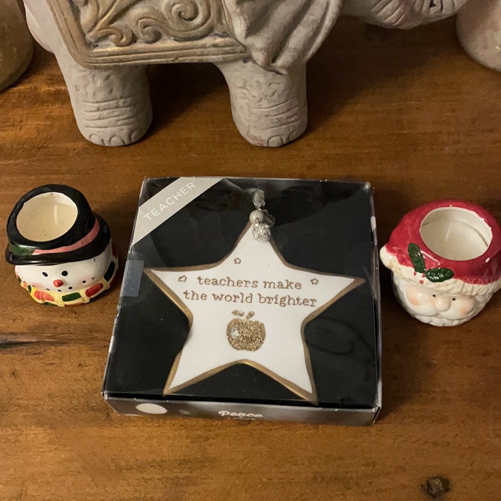 Teacher ornament and candle set
